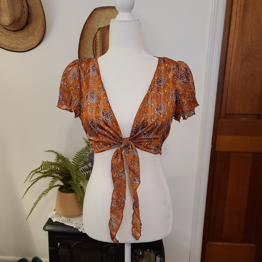 Orange Floral Crop Top